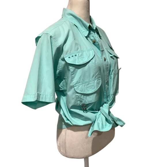 Columbia PFG Women’s Aqua Button-Up Sporting Shirt Size L. SEE MEN’s SHIRT TOO! - Picture 5 of 13